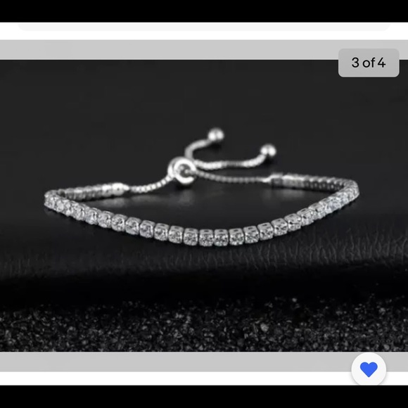 Sterling Silver Adjustable CZ Bracelet - Picture 3 of 4